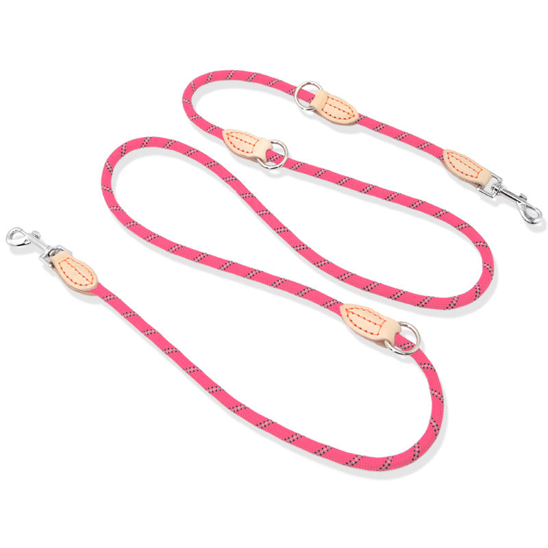 HKM-9759933 Durable Multifunctional Nylon Traction Rope with Zinc Alloy D Buckle for Dogs