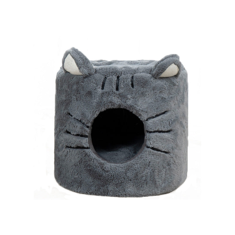 HKM-9760189 Cozy Semi-Closed Round Pet Nest with Plush Material and Dual Use