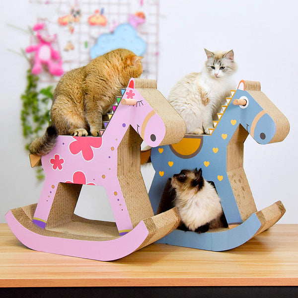 HKM-9760317 Cat Scratch Board in Pink and Blue Corrugated Paper - 60 x 60 x 28cm