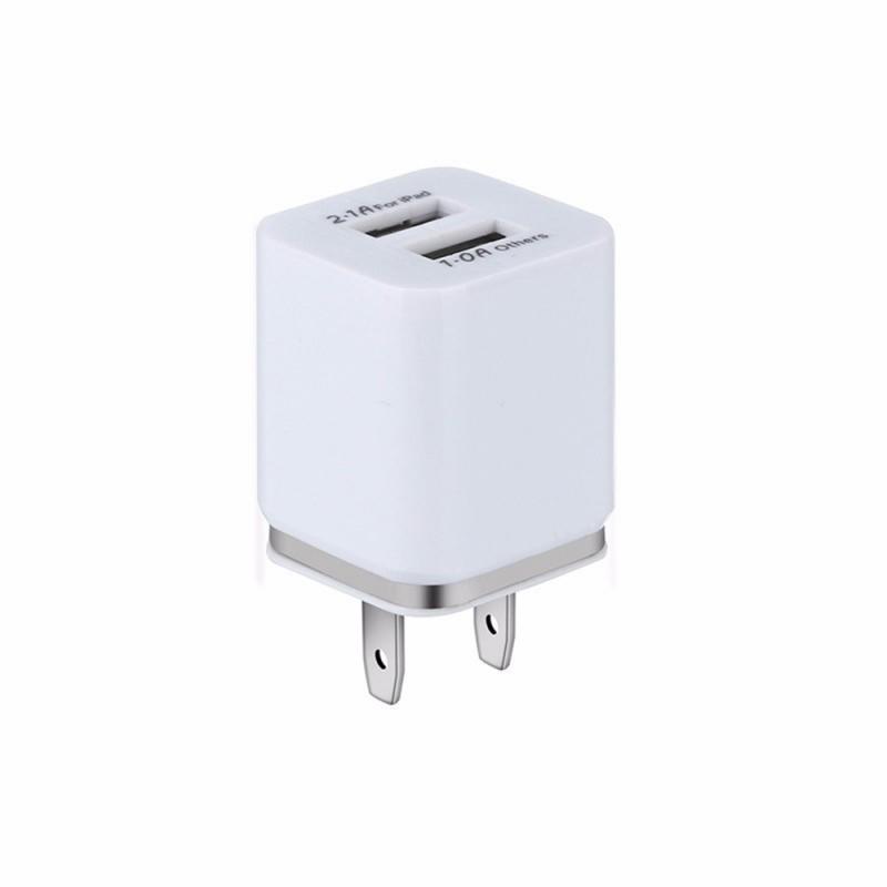 HKM-976147 Dual USB Mobile Phone Charger - Electroplating in Gold, Silver, Orange, Blue, or Purple, 5V 2.1A Output with Short-Circuit Protection