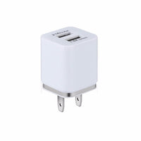 HKM-976147 Dual USB Mobile Phone Charger - Electroplating in Gold, Silver, Orange, Blue, or Purple, 5V 2.1A Output with Short-Circuit Protection