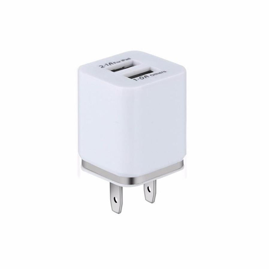 HKM-976147 Dual USB Mobile Phone Charger - Electroplating in Gold, Silver, Orange, Blue, or Purple, 5V 2.1A Output with Short-Circuit Protection