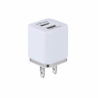 HKM-976147 Dual USB Mobile Phone Charger - Electroplating in Gold, Silver, Orange, Blue, or Purple, 5V 2.1A Output with Short-Circuit Protection