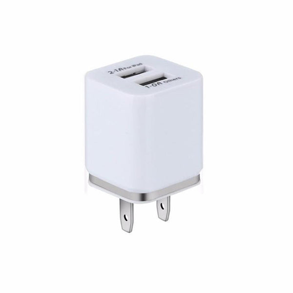 HKM-976147 Dual USB Mobile Phone Charger - Electroplating in Gold, Silver, Orange, Blue, or Purple, 5V 2.1A Output with Short-Circuit Protection