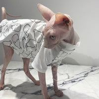 HKM-9762493 High Neck Cotton T-Shirt for Hairless Cats - Plain Design, Soft Combed Cotton