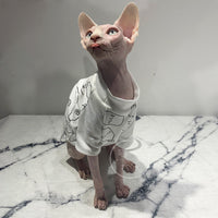 HKM-9762493 High Neck Cotton T-Shirt for Hairless Cats - Plain Design, Soft Combed Cotton
