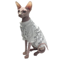 HKM-9762493 High Neck Cotton T-Shirt for Hairless Cats - Plain Design, Soft Combed Cotton