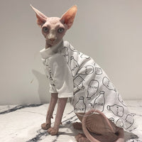 HKM-9762493 High Neck Cotton T-Shirt for Hairless Cats - Plain Design, Soft Combed Cotton
