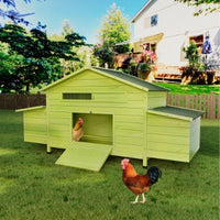 HKM-9763773 Large Wooden Chicken Coop with 2 Free-Range Doors, 2 Nesting Boxes, and Comfortable Perch