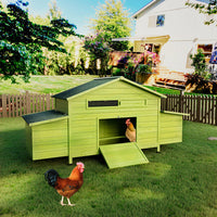 HKM-9763773 Large Wooden Chicken Coop with 2 Free-Range Doors, 2 Nesting Boxes, and Comfortable Perch