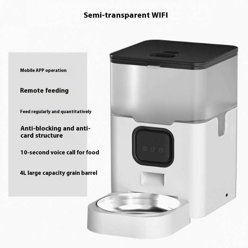 HKM-9763901 Smart WIFI Automatic Pet Feeder for Cats and Dogs with Voice Playback and Stainless Steel Bowl