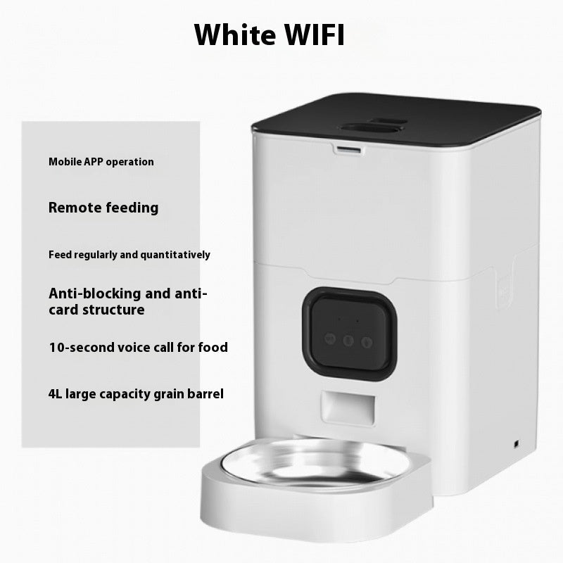 HKM-9763901 Smart WIFI Automatic Pet Feeder for Cats and Dogs with Voice Playback and Stainless Steel Bowl