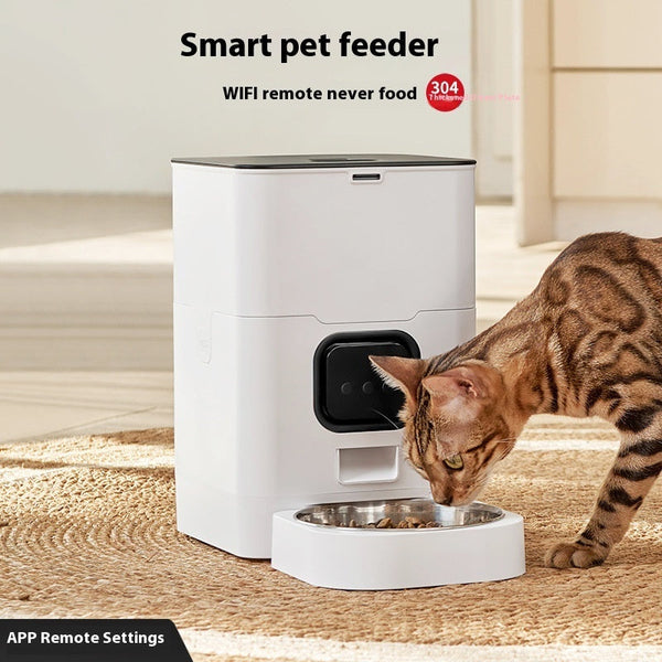 HKM-9763901 Smart WIFI Automatic Pet Feeder for Cats and Dogs with Voice Playback and Stainless Steel Bowl