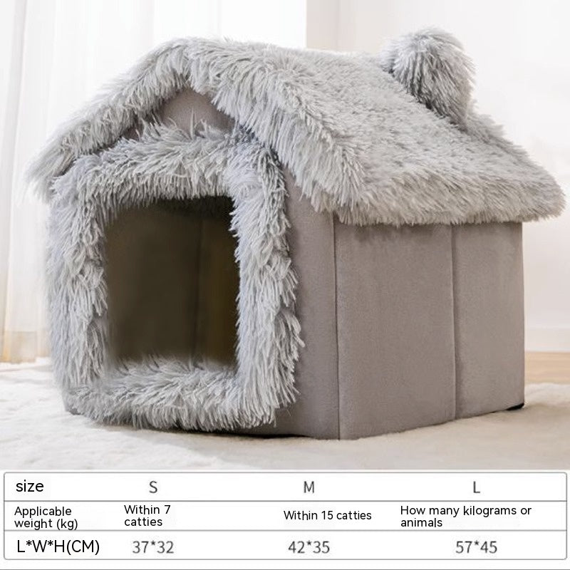 HKM-9764157 Cozy Autumn and Winter Cat Bed Kennel - Soft Cloth Pet Nest Available in Various Sizes and Designs