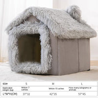 HKM-9764157 Cozy Autumn and Winter Cat Bed Kennel - Soft Cloth Pet Nest Available in Various Sizes and Designs