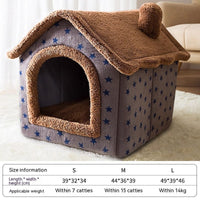 HKM-9764157 Cozy Autumn and Winter Cat Bed Kennel - Soft Cloth Pet Nest Available in Various Sizes and Designs