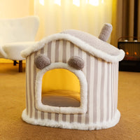 HKM-9764157 Cozy Autumn and Winter Cat Bed Kennel - Soft Cloth Pet Nest Available in Various Sizes and Designs