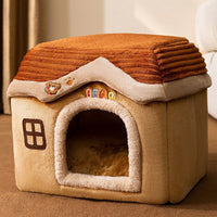 HKM-9764157 Cozy Autumn and Winter Cat Bed Kennel - Soft Cloth Pet Nest Available in Various Sizes and Designs