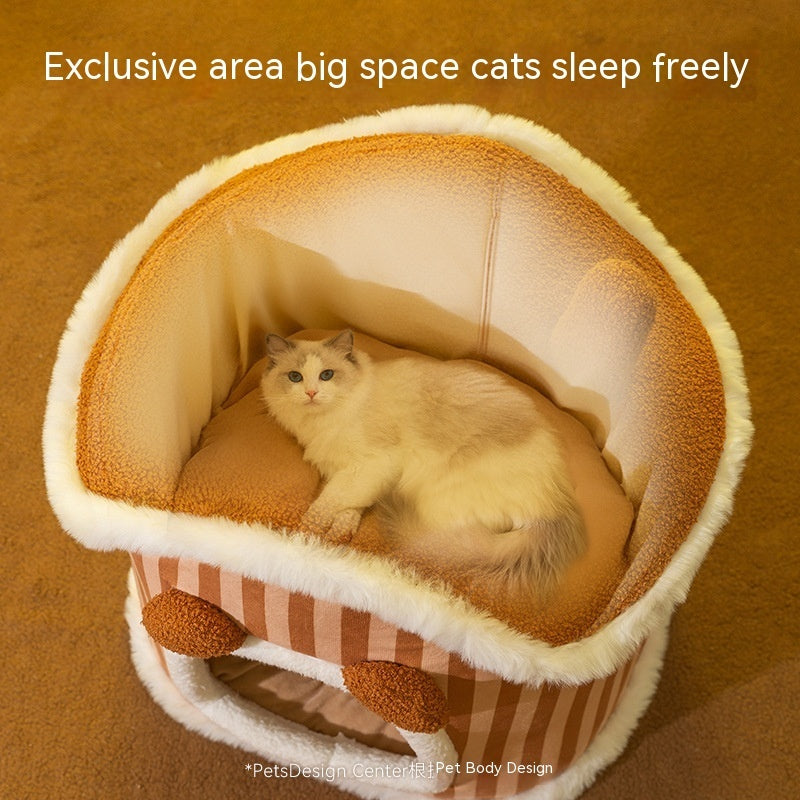HKM-9764157 Cozy Autumn and Winter Cat Bed Kennel - Soft Cloth Pet Nest Available in Various Sizes and Designs