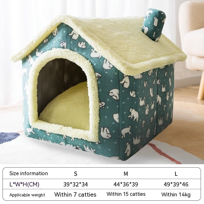 HKM-9764157 Cozy Autumn and Winter Cat Bed Kennel - Soft Cloth Pet Nest Available in Various Sizes and Designs