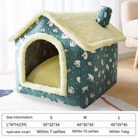 HKM-9764157 Cozy Autumn and Winter Cat Bed Kennel - Soft Cloth Pet Nest Available in Various Sizes and Designs