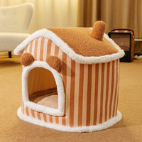 HKM-9764157 Cozy Autumn and Winter Cat Bed Kennel - Soft Cloth Pet Nest Available in Various Sizes and Designs