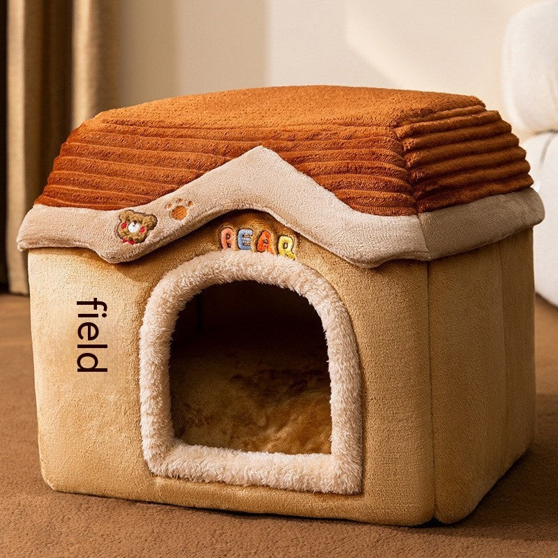 HKM-9764157 Cozy Autumn and Winter Cat Bed Kennel - Soft Cloth Pet Nest Available in Various Sizes and Designs