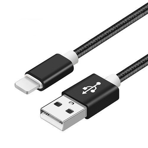 HKM-976467 Nylon Braided V8 Charging Cable Compatible with iPhone and Android Devices - Various Colors and Lengths
