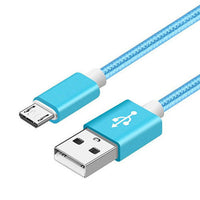 HKM-976467 Nylon Braided V8 Charging Cable Compatible with iPhone and Android Devices - Various Colors and Lengths