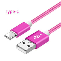 HKM-976467 Nylon Braided V8 Charging Cable Compatible with iPhone and Android Devices - Various Colors and Lengths