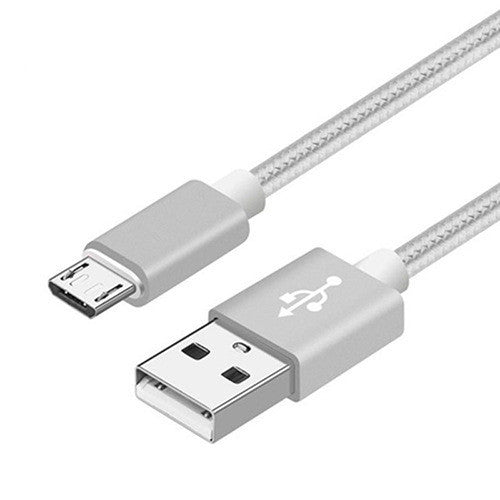 HKM-976467 Nylon Braided V8 Charging Cable Compatible with iPhone and Android Devices - Various Colors and Lengths