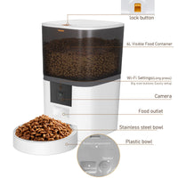 HKM-9766077 Adjustable Performance Pet Feeder with Video Camera - Available in 4L and 6L Sizes, Suitable for Dogs and Cats