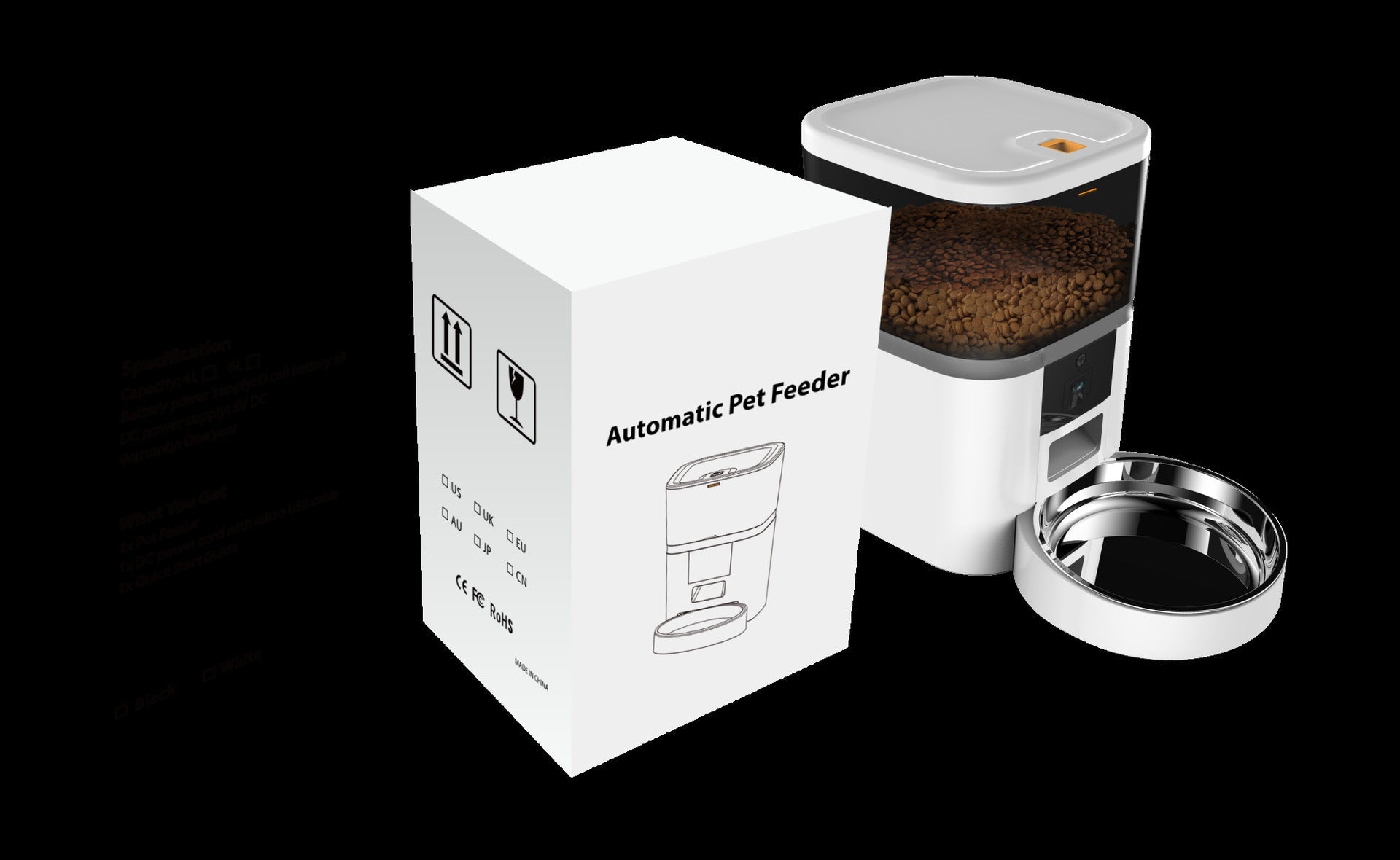 HKM-9766077 Adjustable Performance Pet Feeder with Video Camera - Available in 4L and 6L Sizes, Suitable for Dogs and Cats