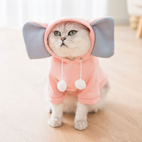 HKM-9768253 Pet Transformation Dress for Cats - Cute Pink Velvet Elephant Costume, Spring and Autumn Wear