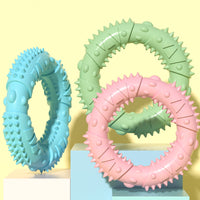 HKM-9768509 Medium Bite-Resistant Hedgehog Toy for Dogs in Gentle Blue, Cherry Blossom Pink, and Avocado Green