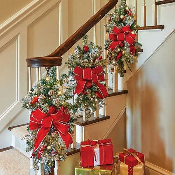 HKM-976851 Christmas Door Curtain with Glowing Upside Down Trees in Multiple Colors