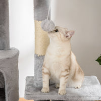 HKM-9769149 Height Adjustable Cat Tree, 94.5-102.5 inch Climbing Tower with Hammocks, Scratching Posts, and Condos