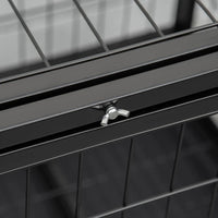 HKM-9769533 Heavy Duty Dog Crate with Dual Entry, Removable Tray, Lockable Wheels for Medium and Large Dogs, Black