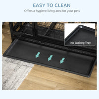HKM-9769533 Heavy Duty Dog Crate with Dual Entry, Removable Tray, Lockable Wheels for Medium and Large Dogs, Black