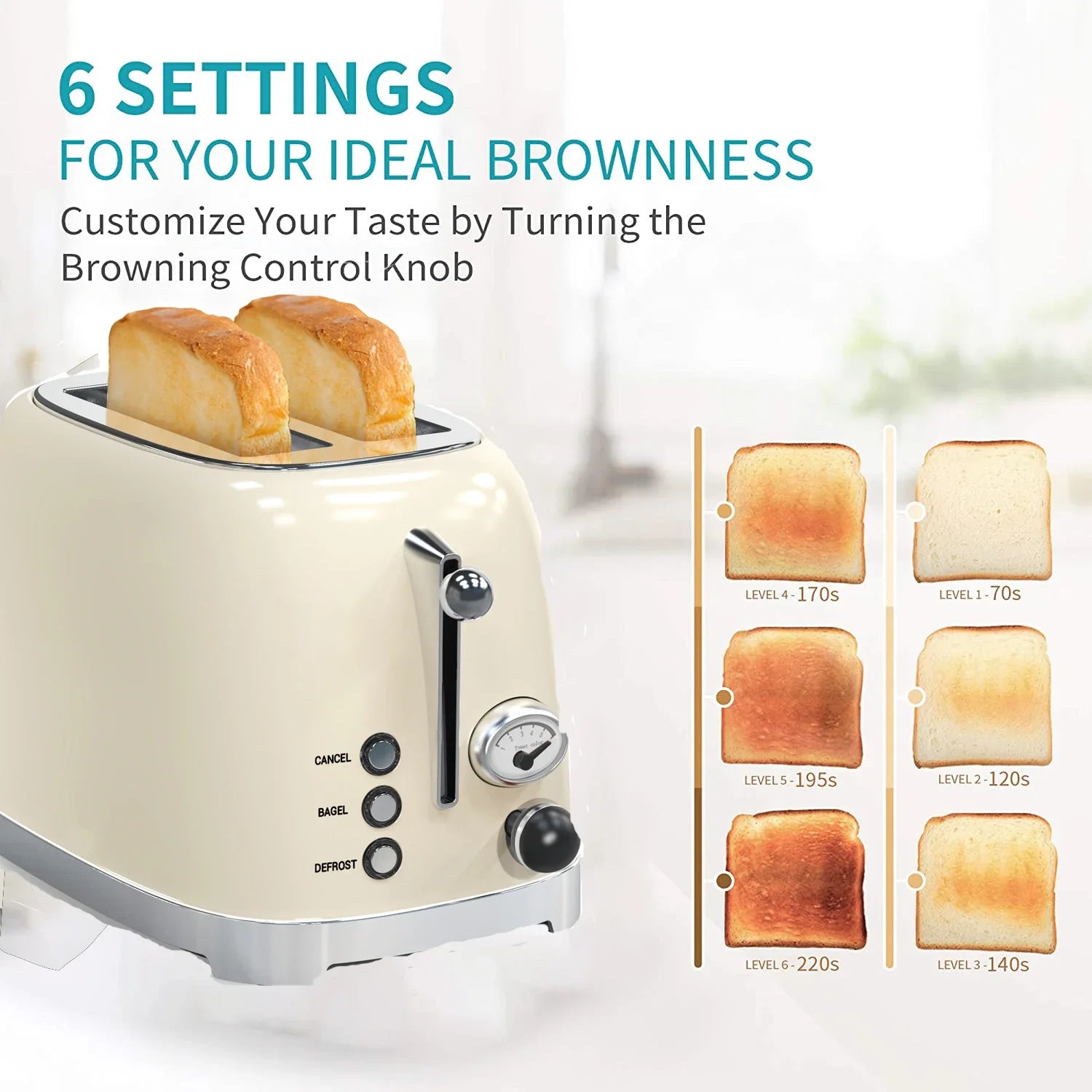 HKM-976979 Retro Stainless Steel Wide Slot Sandwich Toaster for 2 Slices