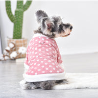 HKM-9770301 Padded Cotton Dog Coat in Blue and Pink Corduroy for Small Breeds