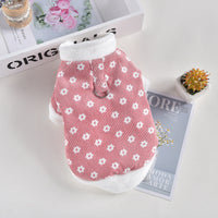 HKM-9770301 Padded Cotton Dog Coat in Blue and Pink Corduroy for Small Breeds