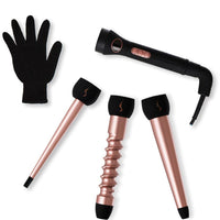 HKM-977043 Rose Gold Ceramic Curling Iron Set with Interchangeable Heads for Dry Hair, 21mm-30mm Diameter
