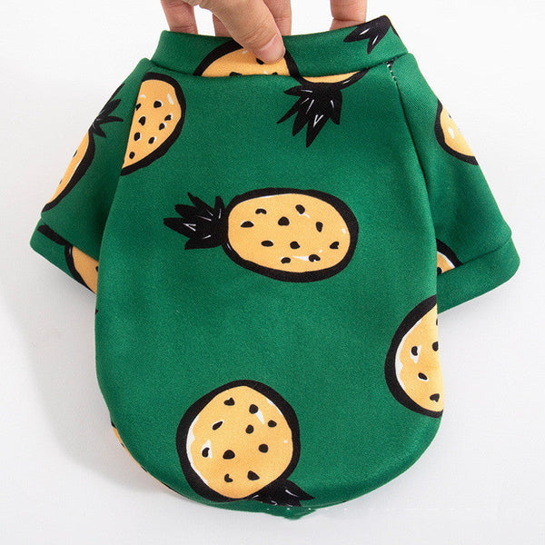 HKM-9770941 Cozy Cartoon Cat Sweater in Green Pineapple - Anti-Lint, Sizes XS to XL