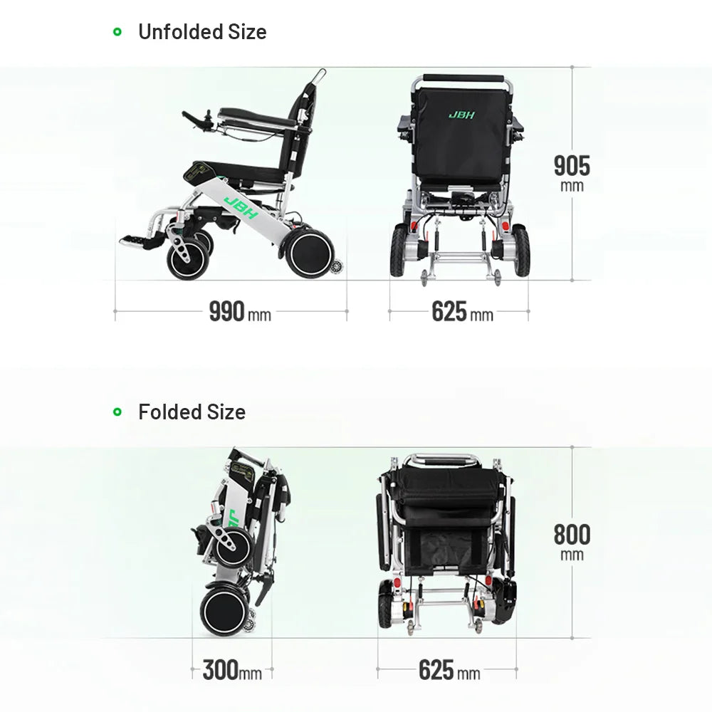 HKM-977107 Foldable Lightweight Aluminum Alloy Electric Wheelchair with Dual Batteries and 120kg Capacity