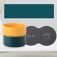 HKM-9771837 Ceramic Double Cat & Dog Bowl with Bamboo Base, Multiple Sizes Available