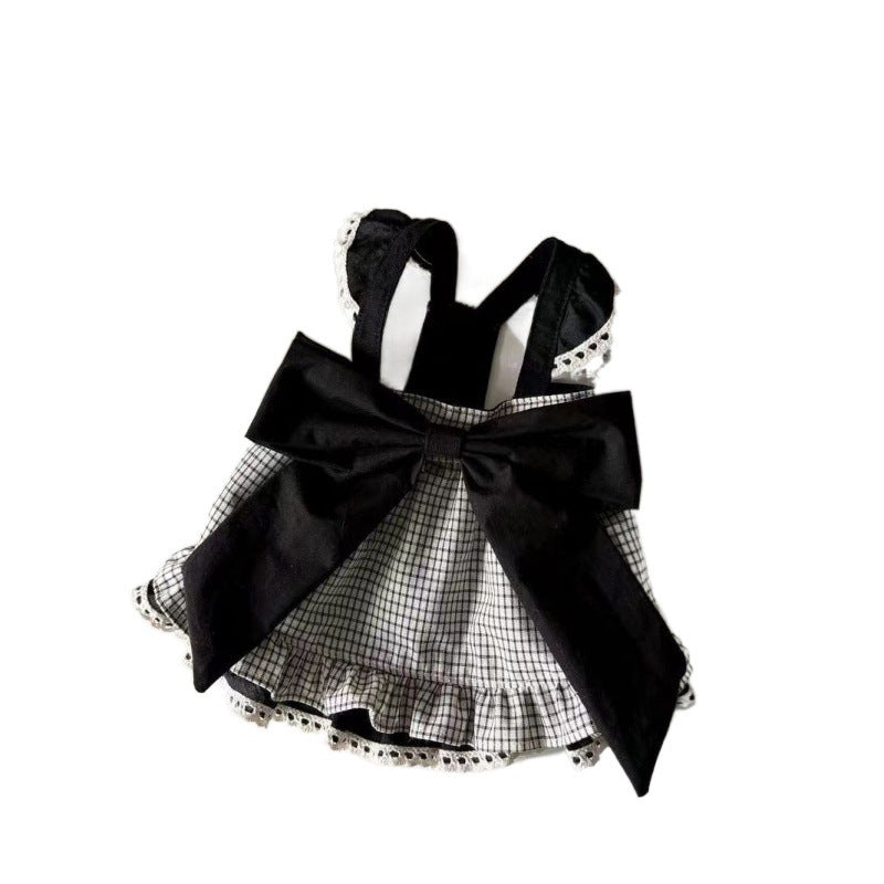 HKM-9772221 Houndstooth Big Bow Plaid Halter Skirt for Dogs - XS to XL, Polyester, Spring and Autumn Wear