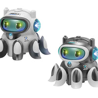 HKM-977235 Electric Crawling Octopus Toy with Music and Light - Mechanical Obstacle Avoidance for Children