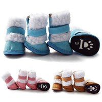 HKM-9772477 Warm Suede Thick Lamb Wool Pet Shoes for Small Dogs - Non-slip Winter Footwear