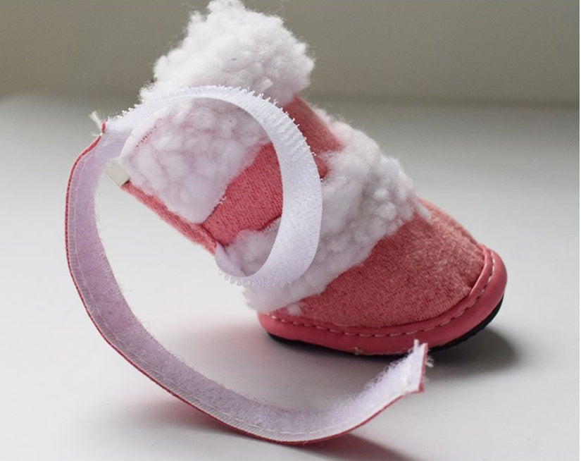HKM-9772477 Warm Suede Thick Lamb Wool Pet Shoes for Small Dogs - Non-slip Winter Footwear